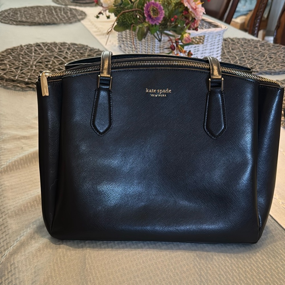 Kate Spade Black Satchel with Tapered Design